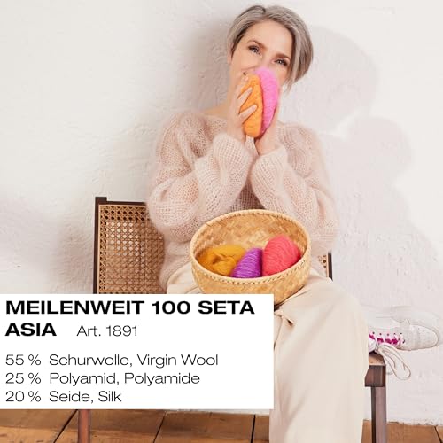 LANA GROSSA Meilenweit Seta Asia | Hochwertiges Sockengarn mit Seide | Handstrickgarn aus 55% Schurwolle (Merino), 25% Polyamid & 20% Seidenanteil | 100g Wolle zum Stricken & Häkeln, 420m Garn FB 3181 – Bild 3