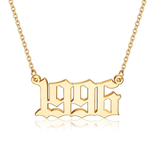 M MOOHAM Birth Year Necklace for Women, Gold 1996 Necklace Old English Birth Year Number Pendant Necklace for Women Birthday Gifts M MOOHAM Birth Year Necklace for Women, Gold 1996 Necklace Old English Birth Year Number Pendant Necklace for Women Birthday Gifts