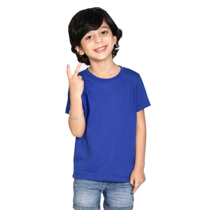 Image of Nusyl Boys Half Sleeves Solid T-Shirt for Kids | Soft Cotton Blend | Comfortable Regular Fit | Casual 2-16 Years | Multiple Colors & Pack Options