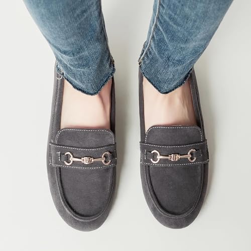 Image of Women's Wide Loafers Casual Slip on Flat Shoes Women's Comfort Penny Loafers with Arch Support Women Dressy Moccasins