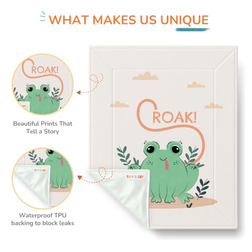 Image of Tidy Sleep Baby Changing Mat - Waterproof, Foldable, Padded Diaper Changing Sheets for Newborns & Infants - Little Frog (65 cm x 45 cm)