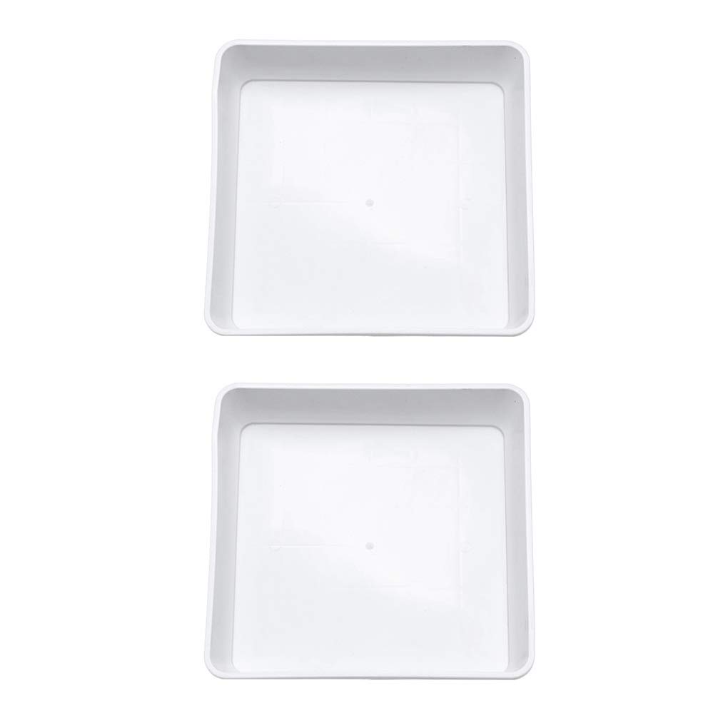 Happyyami 2Pcs Plastic Garden Planter Saucers Square Plant Container Accessories Plant Pot Base Tray Plastic Drip Tray
