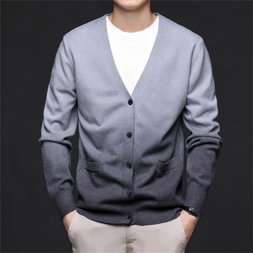 Men's Gradient Color Knit Cardigan Slim Fit V-Neck Long Sleeve Casual Knitted Sweatercoat3