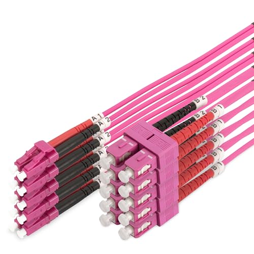 Cable de fibra óptica multimodo de 5 metros LC a SC dúplex OM4 violeta para redes LAN