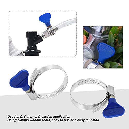 Image of 10-Pack Stainless Steel Hose Clamp, Thumb Screw Key-Type Adjustable Hose Clamp, 32-50 mm (1-1 /4 inch to 2 inch), 9mm Bandwidth for Plumbing Automotive