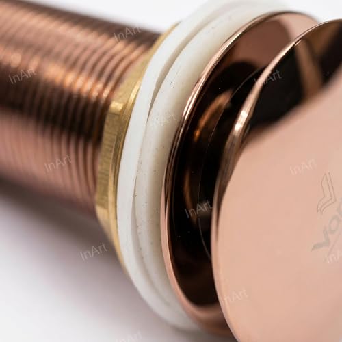 Image of InArt Pop-up Brass Basin Drainer /Waste Coupling /Waste Kit for Bathroom Wash Basin /Vessel Sink 5 Inch Brass Full Threaded Pop Up Waste Coupling 32 MM (Rose Gold Color)