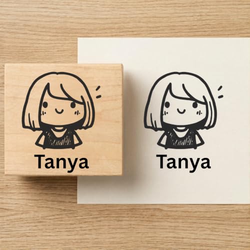 Image of Kunya Personalised Book Stamp with Your Name(3.5 cm Dia), customised for Stamping Books for Readers, Great Gift for booklovers, Kids, Teachers (Short Hair)