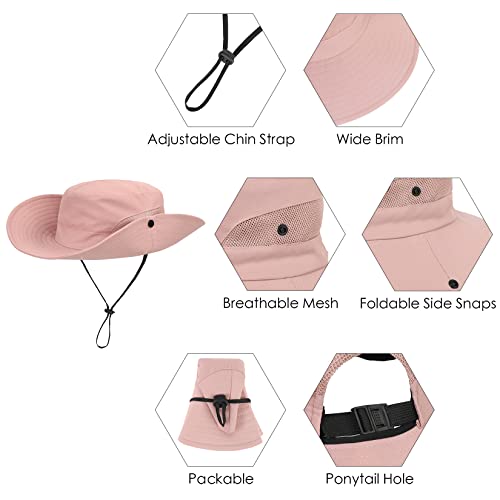 Century Star Kids Sun Hat Ponytail Girls UPF 50 Bucket Cap Summer Beach Fishing Kids Hat Wide Brim Adjustable Swim Hat4