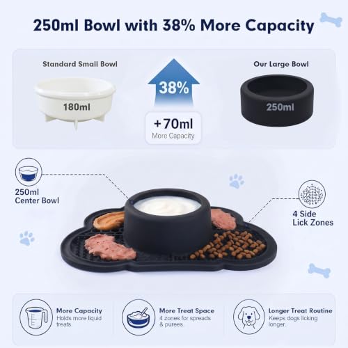 Image of Anti-Slip Slow Feeder Dog Bowl and Lick Mat with Rolling Ball
