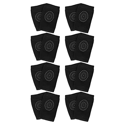 Unisex Toddler Knee Protector Cotton Safety 8 Pairs Baby Leg Knee Pads (Black)