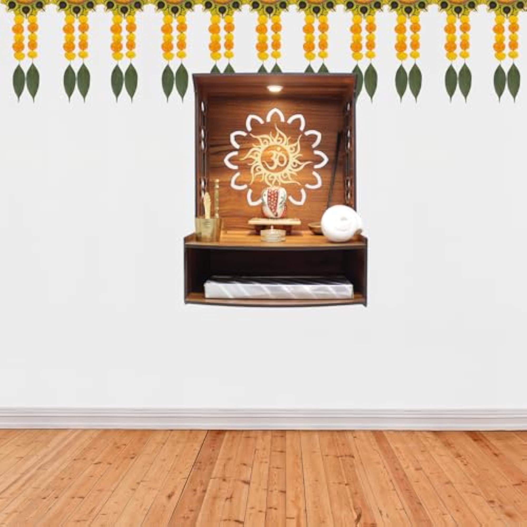 Wall Mounted Wooden Pooja Mandir for Home