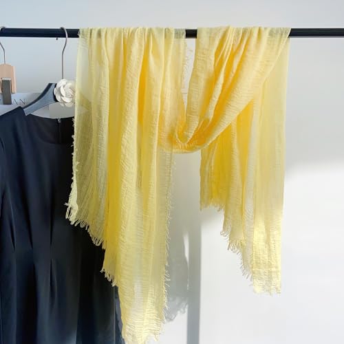 Image of Crinkled PolyCotton Scarf for Women - 180 x 90 cm Stole for Women | PolyCotton Scarf for Summers, Head Cover for Women | Lightweight Scarf for Women | Women Accessory