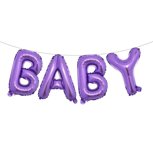 Image of 16 Inch Baby Letter Balloons Multicolor Foil Balloons BABY Balloons, 4 Pcs Foil Aluminum Balloon for kids Birthday, Baby Shower, Wedding, Gender Reveal Party Decorations (BABY Purple)