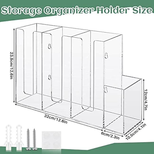 4 Compartments Acrylic Coffee Cup and Lid Storage Organizer Holder Disposable Paper Cup Dispenser Organizer Plastic Lid Holder Accessories for Kitchen Bar Shop Party Supplies(Transparent)