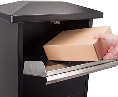 Winbest Steel Freestanding Floor Lockable Large Drop Slot Mail Box with Parcel Compartment, Black