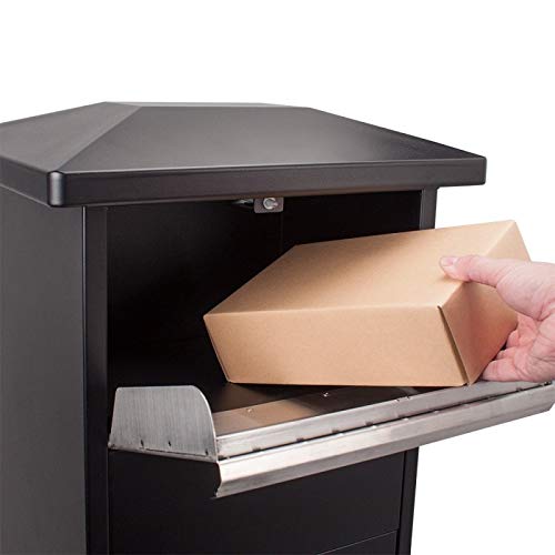 Winbest Steel Freestanding Floor Lockable Large Drop Slot Mail Box with Parcel Compartment, Black by winbest - Image 4