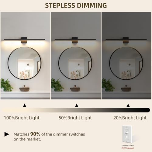 Image of Lonruka Bathroom Light Fixtures Over Mirror, 32 Inch Black Bathroom Vanity Light, LED Modern Wall Sconce 3000K Bar Vanity Lights for Restroom