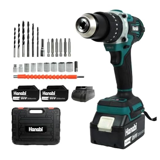 Hanabi Parafusadeira e Furadeira Motor Brushless com Impacto 21V Sem Fio 80N.m, 1700 RPM com LED Kit Parafusadeira Eletrica Com 2 Baterias de 4,0Ah 13mm