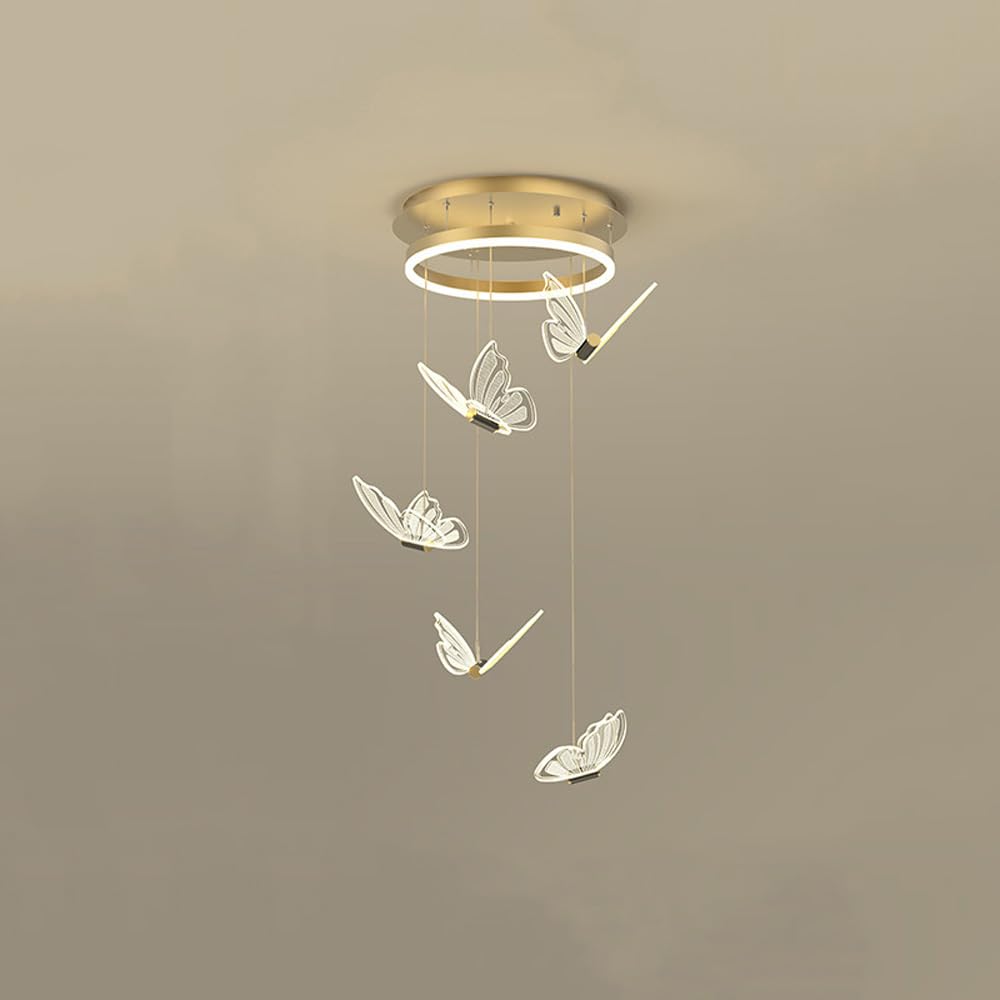 Grande suspension LED chambre d'enfant lustre papillon escalier