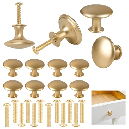 Tikplus 12 Stück Möbelknöpfe Gold Edelstahl Schrankknopf mit Schrauben 30mm Schubladenknöpfe Kommodenknöpfe Runde Vintage Schrankknäufe Schrankknöpfe für Türknauf Möbelknopf usw.