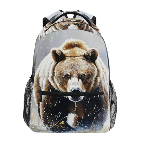 Bear Art Winter Backpack Daypack Shoulder Bag Book Bag Lightweight Back Pack 11.4 ×16 Inch