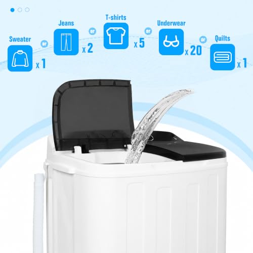 Image of Portable Washing Machine,25.3 lbs Capacity,Washer and Dryer Combo Machine for Homes & Apartments,Twin Tub Laundry Washer with Spin Cycle, BLACK