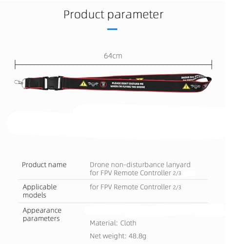 Image of Neck Lanyard with Metal Clip Compatible with DJI FPV Remote Controller 3 /2, Nylon Braided Shoulder Neck Lanyard Strap with Flight Safety Warning Slogan Remote Control Accessories