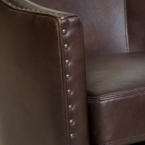 Sillón Marrón de Cuero con Descansa Brazos miniatura 4