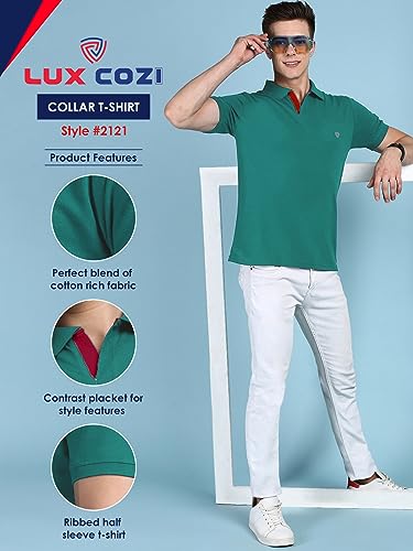 Image of Lux Cozi Men Cotton Solid Regular Fit Polo Shirt