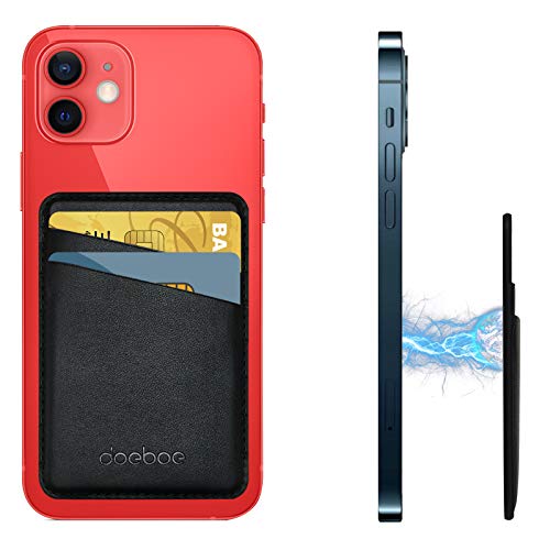 Compatible with Magsafe Wallet iPhone 12 Pro Max, Leather Card Holder for Back of iPhone 12, Magnetic Credit Card Wallets for iPhone 12 Mini Pro, Mag Safe Accessories (Black)