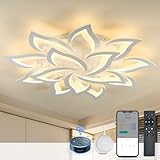 Smart LED Deckenleuchte Dimmbar, Kompatibel mit Alexa Google Home, Blumen Deckenlampe für Wohnzimmer Schlafzimmer, Moderne Lampe Decke Beleuchtung, Großer Kronleuchter 14 Heads/Ø100cm/130W