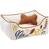 Blueberry Pet Heavy Duty Dog Bed | Fully Removable & Washable | Super Soft for Medium Dogs | Mahogany & Beige Embroidered Color | Cozy & Durable