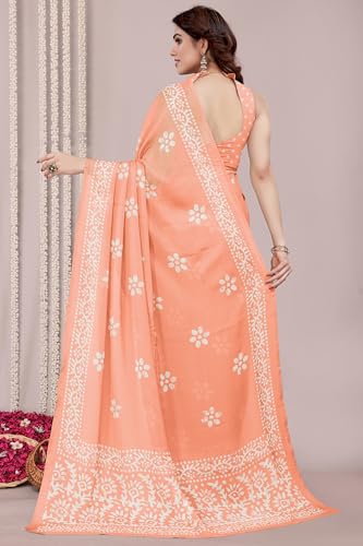 Image of MIRCHI FASHION Saree for Woman Chiffon Batik Printed | Lightweight Daily Wear Women's Office Sari with Blouse Piece (Available in 40 Colours)
