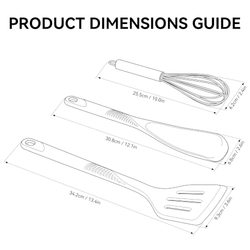 Silicone Cooking Utensils Set - 600°F Heat Resistant, Nonstick Kitchen Utensil Set with Spatulas, Spoons, Whisk, Tongs, BPA Free, Dishwasher Safe, Black - Image 5