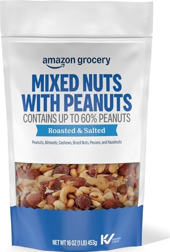 Image of Amazon Grocery, Mixed Nuts with Peanuts, Roasted & Salted, 16 Oz (Previously Happy Belly, Packaging May Vary)