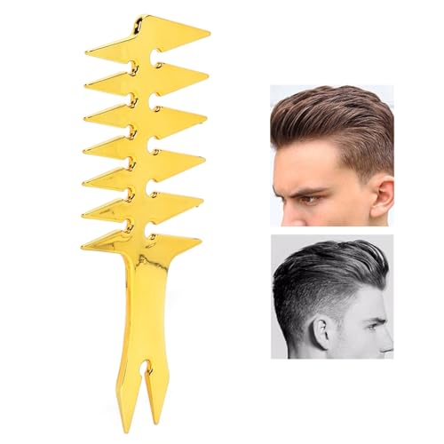 Peine para hombre doble cara dientes anchos dorado miniatura 5