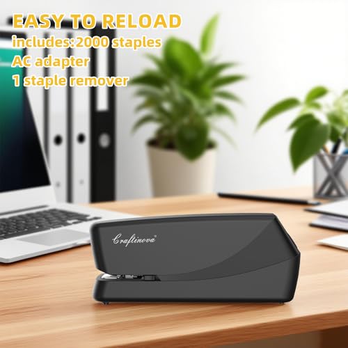 Image of Electric Stapler can be Used in Offices, Professionals, classrooms, Schools and Homes, 20 to 25 Pages, 60 Times /Minute, Stapler Multifunctional Power Supply （Black）