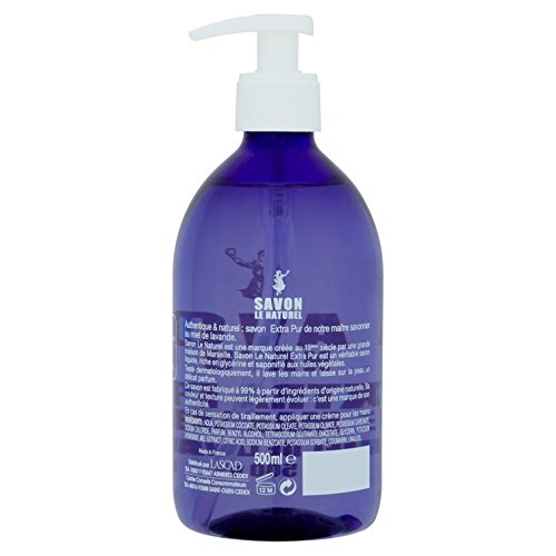 Jabón le Naturel – jabón extrapuro de Marsella con miel de lavanda – 500 ml – 2 unidades