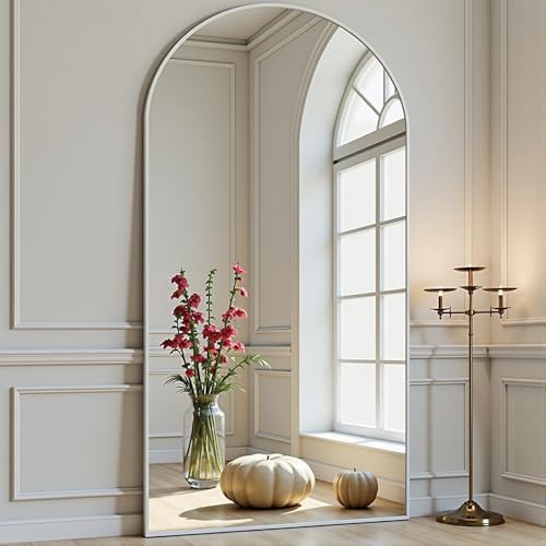 Image of Prywot Arched Full Length Mirror, 71 inchx30 inch Free Standing Floor Mirror, White