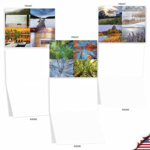 Image of The Best Card Company - 10 Beautiful Note Cards Blank (4 x 5.12 Inch) - Fall and Autumn Season, Boxed Notecard Assortment - Four Seasons M6489OCB