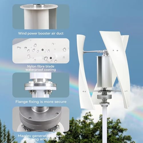 Kit generatore eolico verticale portatile Helix Home Efficient 12000W 48V con regolatore MPPT, energia sostenibile per esterni
