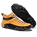 FLYLAND Men's Casual Leather Sneakers Fashion Chukka Boots Lightweight Dress Boots Lace Up Walking Driving Shoes Golden 9.5