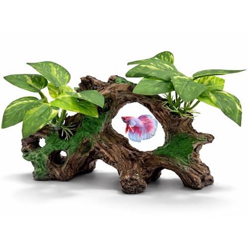 UreverFins Aquarium Decorations Cave Silk Aquarium Plants Betta Fish Tank Decor Ornament, Soft &...