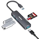 Verilux® USB Hub 3.0 for PC Multiport Adapter 5 in 1 with 3 USB Ports High Speed 3.0+2.0 Ports, SD & Micro SD Card Reader USB Hub for Laptop Aluminium USB Extender with Multi USB Port for Laptop & PC