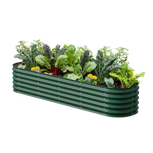 Vego garden Raised Garden Bed Kits, 17" Tall 9 in 1 8ft X 2ft Metal Raised Planter Bed for Vegetables Flowers Ground Planter Box-British Green