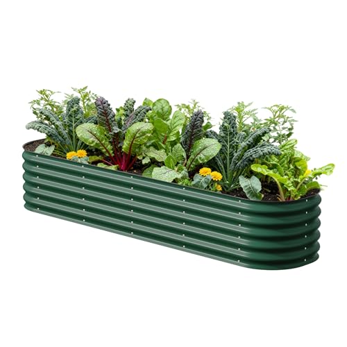 Vego garden Raised Garden Bed Kits, 17' Tall 9 in 1 8ft X 2ft Metal Raised Planter Bed for Vegetables Flowers Ground Planter Box-British Green