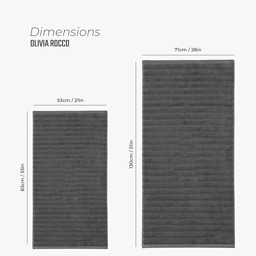 Olivia Rocco 6 Piece Ribbed Towel Set 2 Bath Towels, 4 Hand Towels Quick Dry 100% Cotton Hotel Quality Towel Sets Super Soft and Highly Absorbent, Charcoal - Cosy Home Interiors Olivia Rocco 6 Piece Ribbed Towel Set 2 Bath Towels, 4 Hand Towels Quick Dry 100% Cotton Hotel Quality Towel Sets Super Soft and Highly Absorbent, Charcoal - Image 3