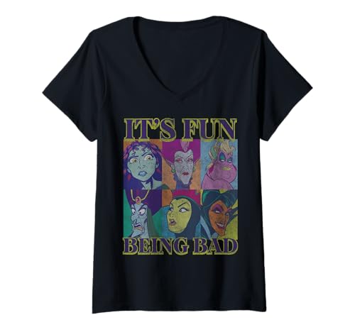 T-shirt Disney Villains col V femme pour remplacer les hauts basiques sans originalité