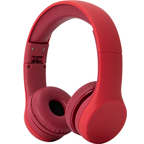 Snug Play+ Kids Headphones – Volume Limited 93dB for Safe Listening – Foldable, Durable Headphones for Toddlers, Boys & Girls – Tangle-Free Cord – Ideal for Travel, School, Tablets - Red