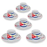 YSSER Cuban Flag Espresso Cup Set, 2.5 oz Cups with Saucers, 12 Piece Set